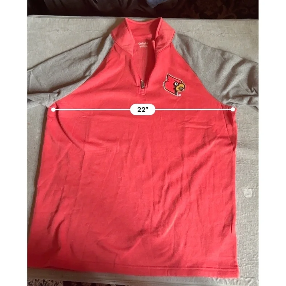 Louisville Cardinals Pullover‎ Quarter Zip Red Gray Long Sleeve Large